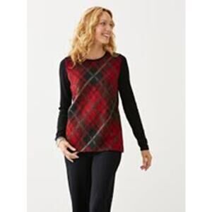 J.Jill Argyle Plaid Sweater Red / Black Size XL